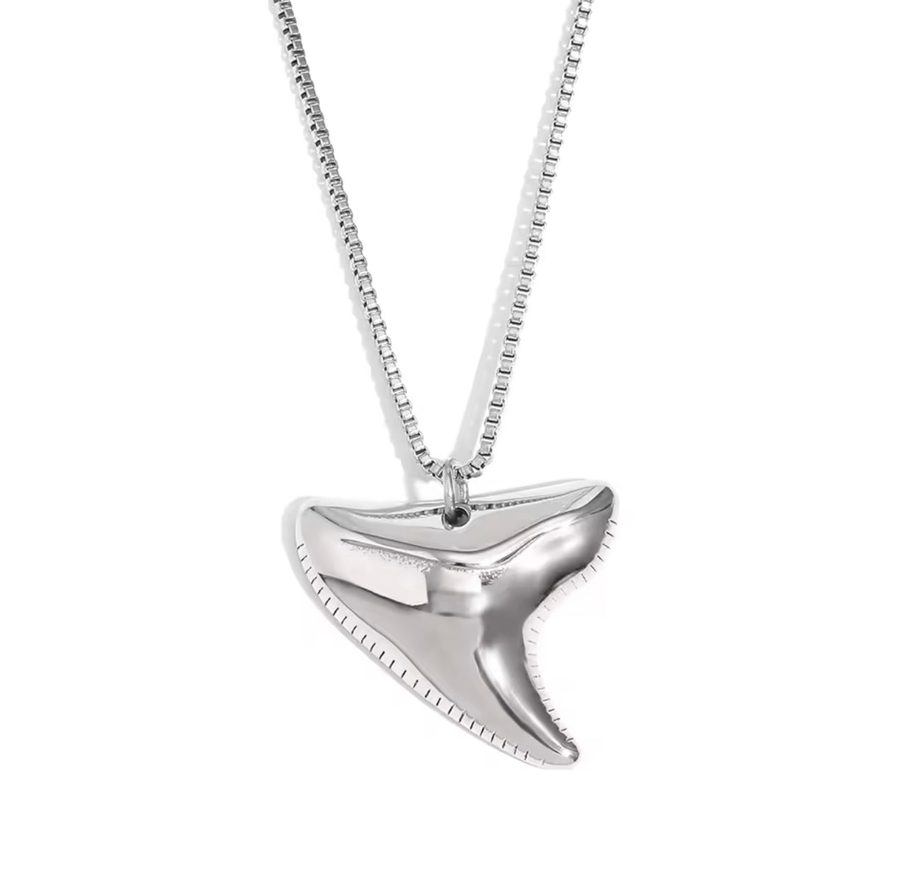 Shark tooth silver necklace